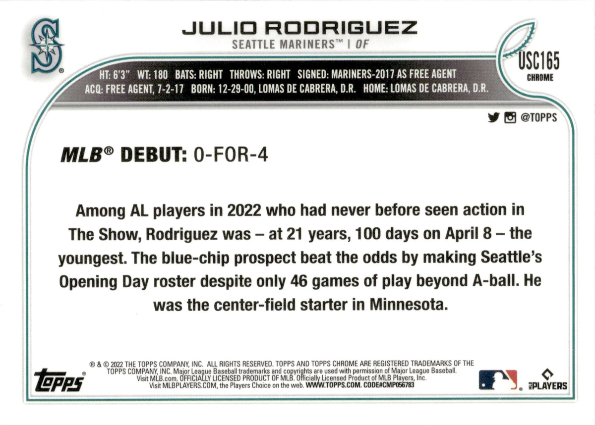 Julio Rodriguez Seattle Mariners 2022 Topps Now AL Rookie of the