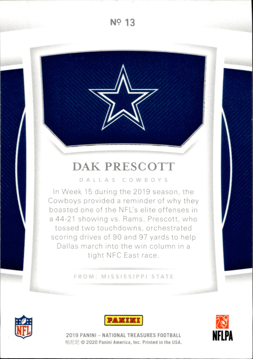 2019 Dak Prescott Panini National Treasures PURPLE 44/50 #13 Dallas Co