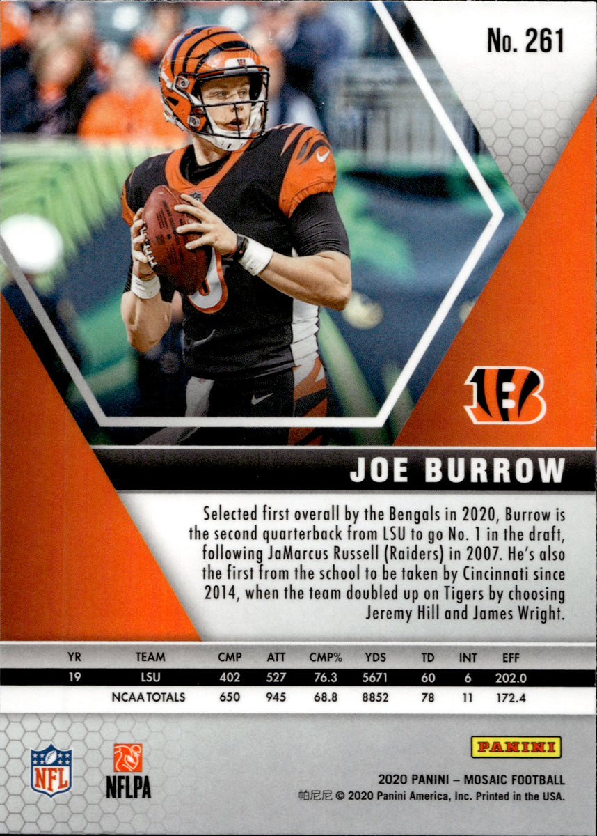 2020 Silver Mosaic NFL Debut Joe Burrow Rookie Card Cincinnati