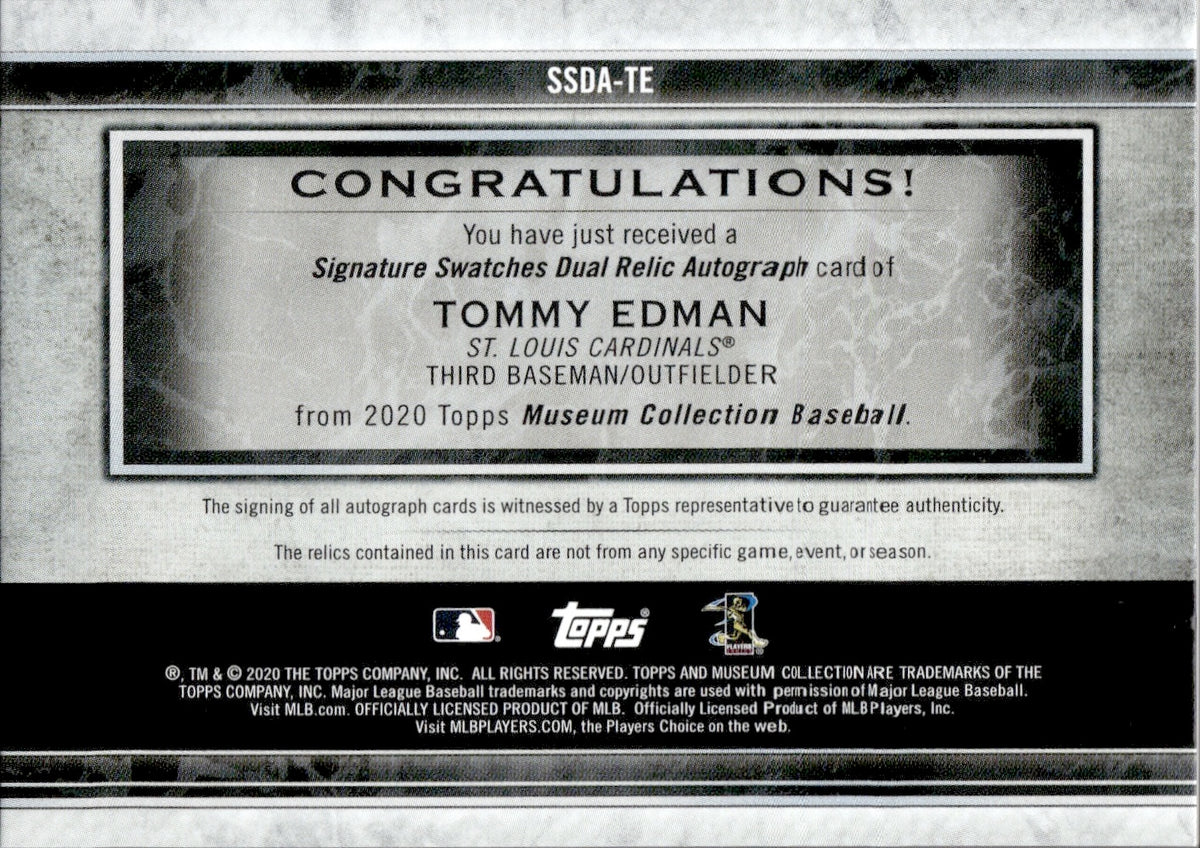 2020 Tommy Edman Topps Museum SIGNATURE SWATCHES DUAL JERSEY AUTO 223/