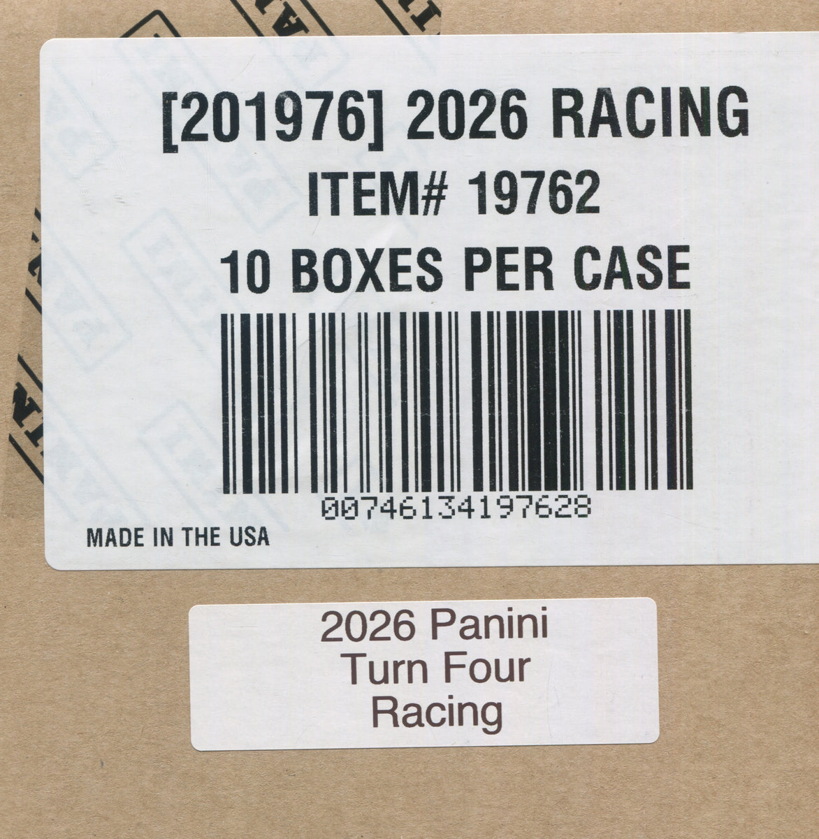 2026 Panini Turn Four Racing Hobby, 10 Box Case