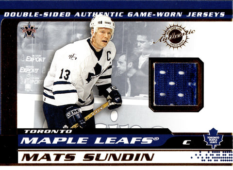 2001-02 Mats Sundin Andrew Cassels Pacific Vanguard DOUBLE SIDED DUAL JERSEY RELIC #34 Maple Leafs Canucks