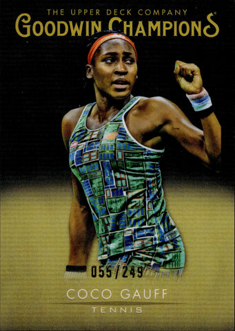 2021 Coco Gauff Upper Deck Goodwin Champions PLATINUM BLACK AND GOLD ROOKIE 055/249 RC #17 Tennis