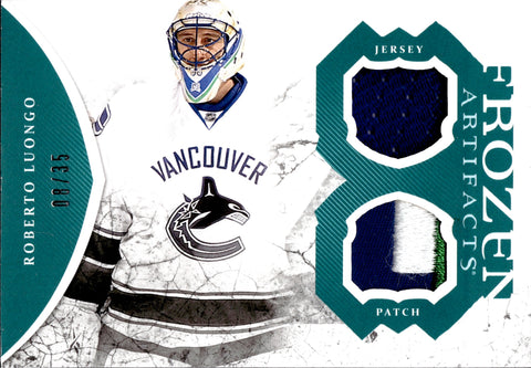 2011-12 Roberto Luongo Upper Deck Artifacts GREEN FROZEN ARTIFACTS JERSEY PATCH 08/35 RELIC #FA-RL Vancouver Canucks