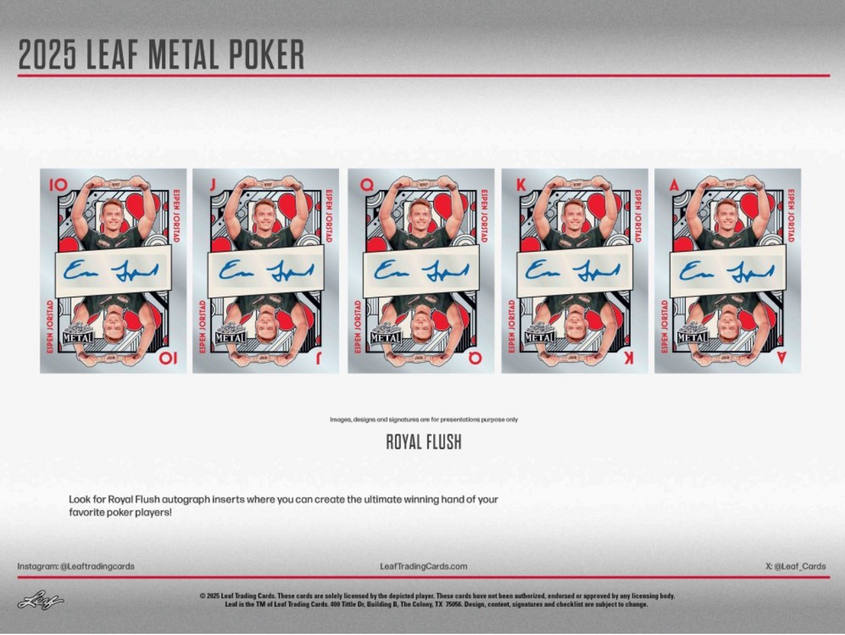 25th anniversary limited edition metal trading cards 2025 Leaf Metal Poker Hobby, Box