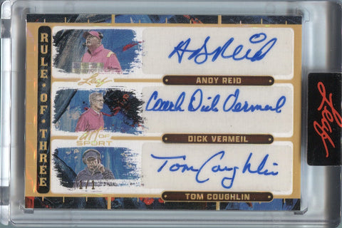 2023 Andy Reid Dick Vermeil Tom Coughlin Leaf Art of Sports RULE OF THREE TRIPLE AUTO 1/1 ONE OF ONE AUTOGRAPH #R3-19 Chiefs Giants