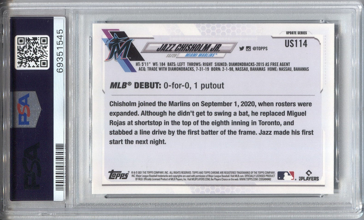 Autographed Miami Marlins Jazz Chisholm 2021 Topps Rookie