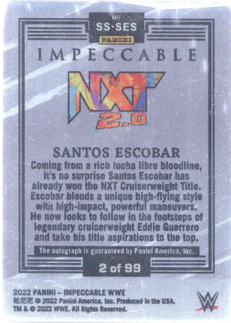 Santos Escobar 2022 Panini Impeccable WWE NXT deals Stainless Stars On-Card Auto /99