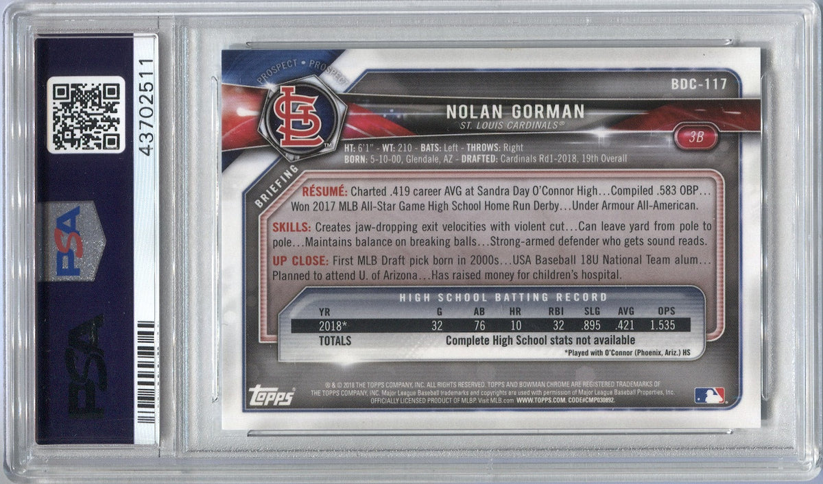 2021 Bowman Chrome NOLAN GORMAN Xfractor St Louis