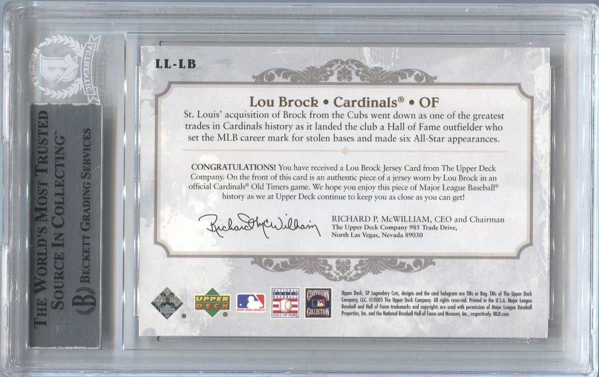 2005 Lou Brock Upper Deck SP Legendary Cuts LASTING LEGENDS JERSEY BAS