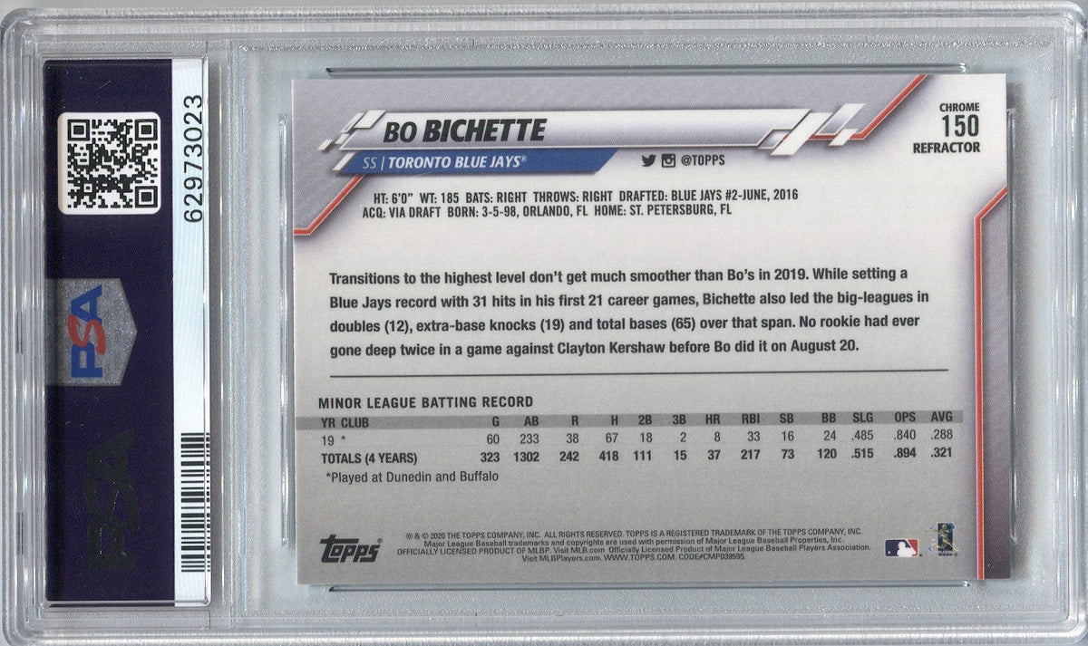 Bo Bichette 2020 Topps Chrome Baseball Rookie Card #150