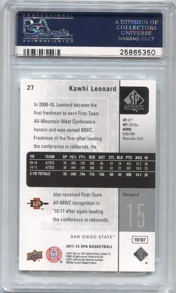 減額 UPPER DECK AUTHENTIC SP KAWHI LEONARD - トレーディングカード