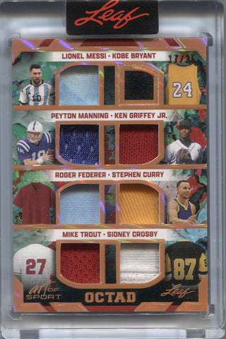 2023 Messi Kobe Manning Griffey Federer Curry Trout Crosby Leaf Art of Sport OCTAB JERSEY 17/35 RELIC #O-10