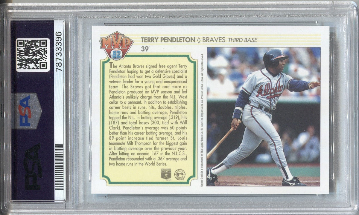 1992 Terry Pendleton Upper Deck MVP HOLOGRAMS PSA 10 #39 Atlanta Brave