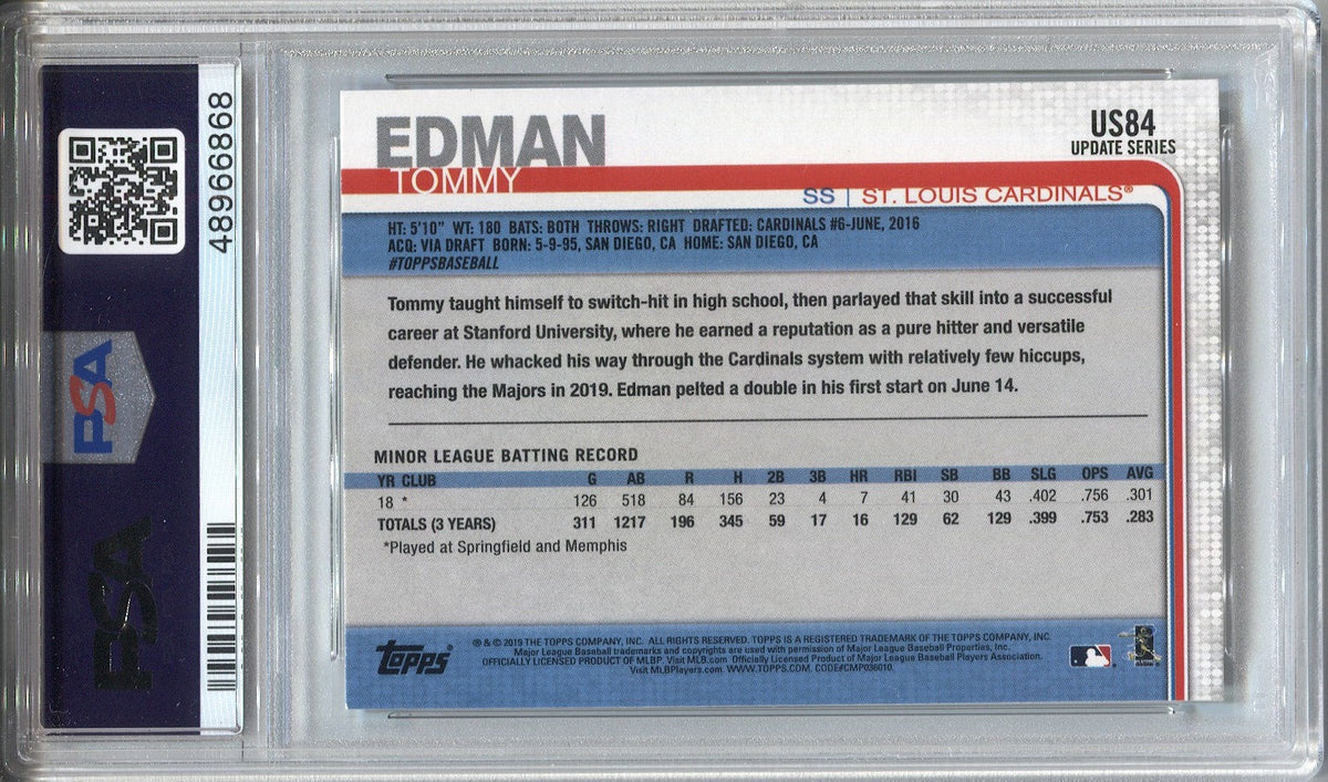 2019 Topps Update Baseball #US84 Tommy Edman Rookie Card