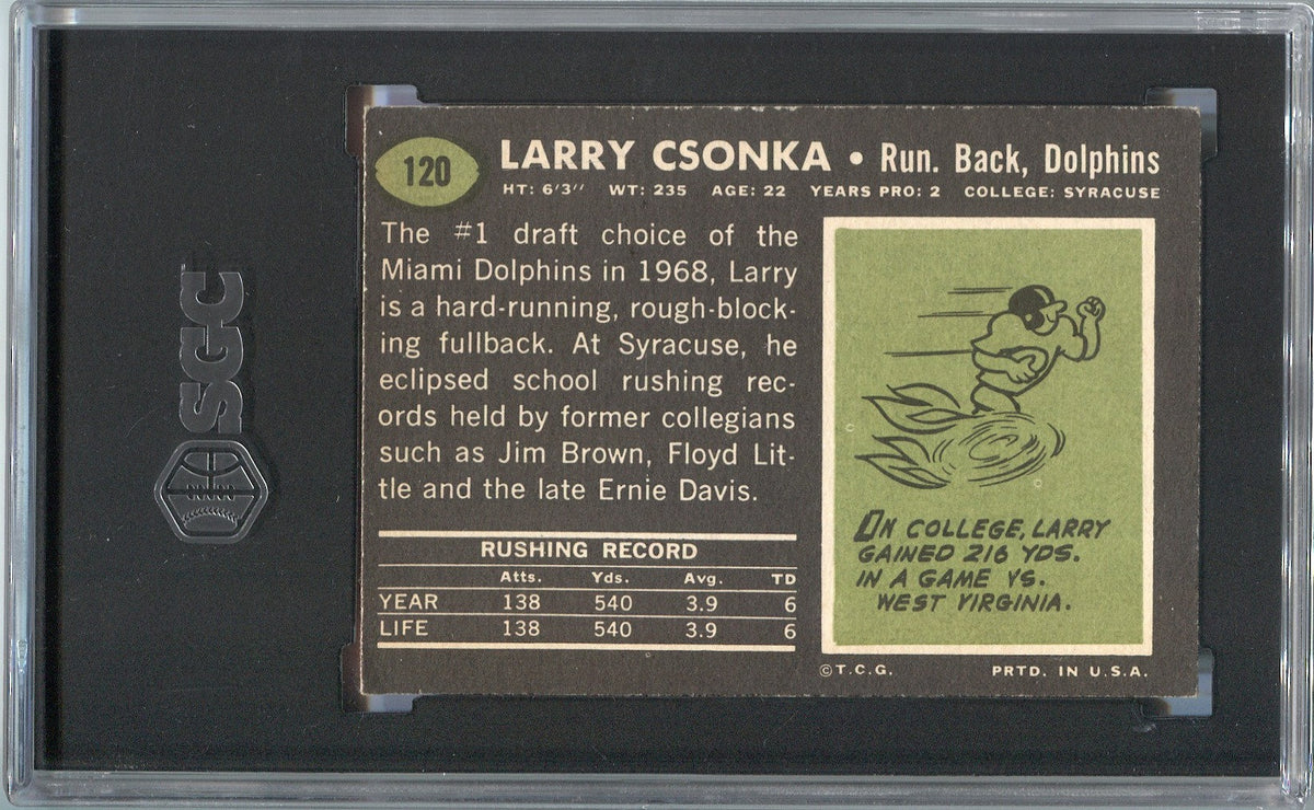 1969 Topps #120 Larry Csonka Miami Dolphins Rookie Football Card