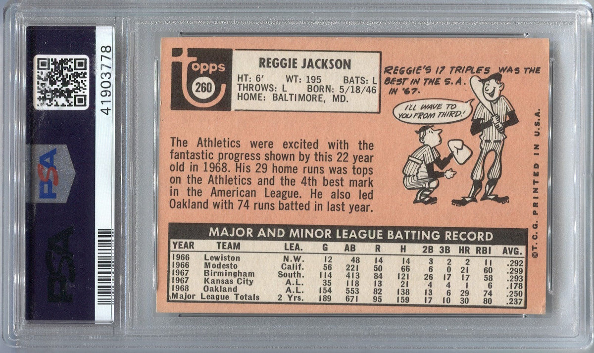 1969 Topps Reggie Jackson Rookie #260 Psa 3