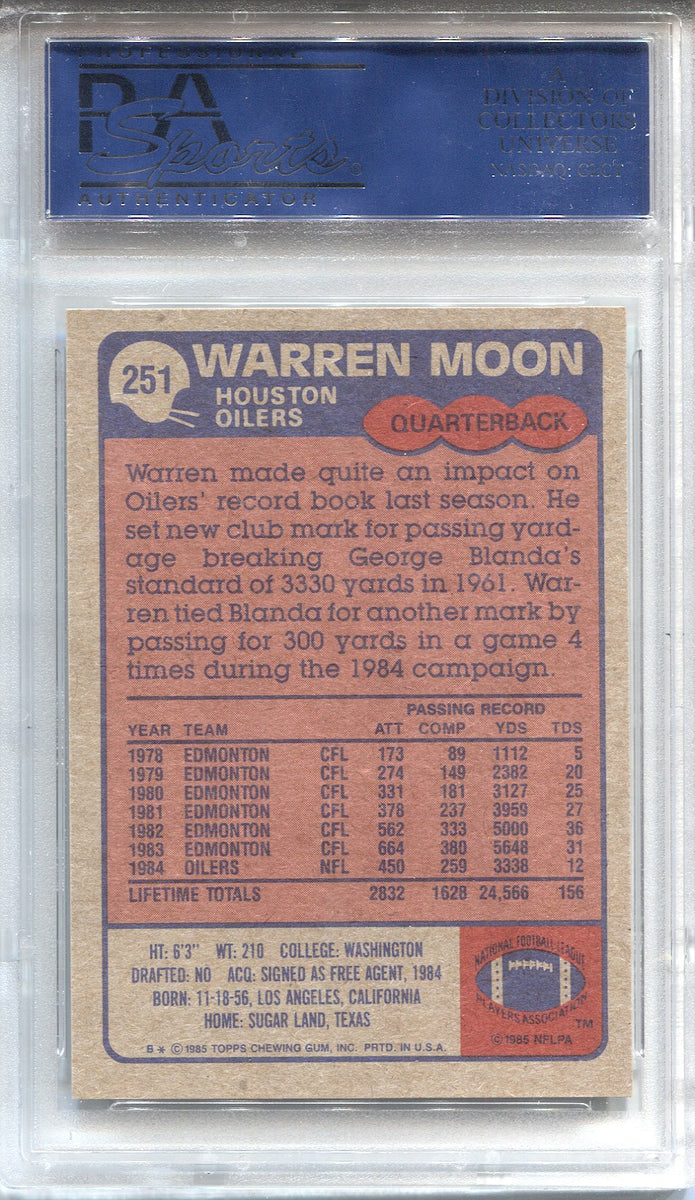 Warren Moon Autographed 1985 Topps Rookie Card #251 Houston Oilers