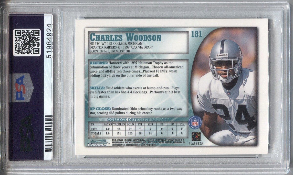 1998 Bowman - [Base] #181 - Charles Woodson [PSA 9 MINT]