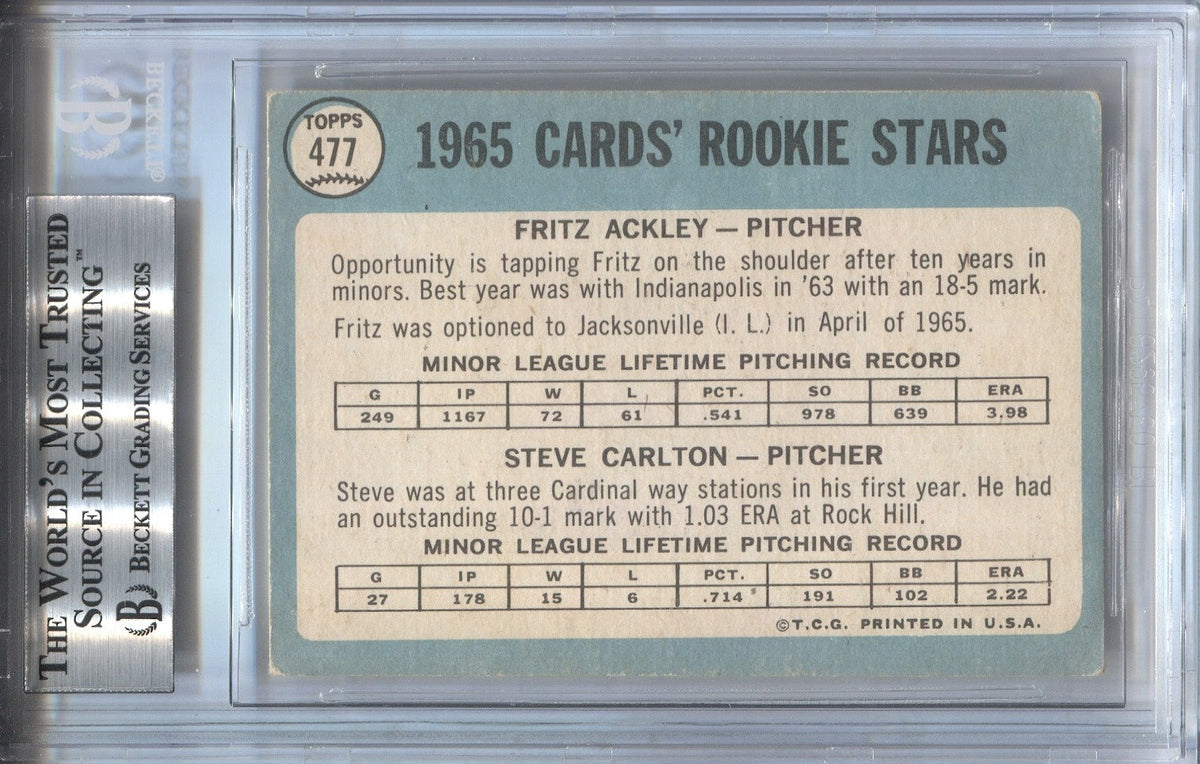 Steve Carlton Signed 1965 Topps #477 St Louis Cardinals Rookie