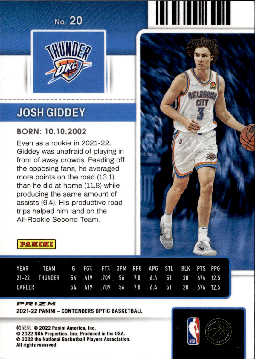 Josh Giddey order 75th anniversary blue prizm rookie card