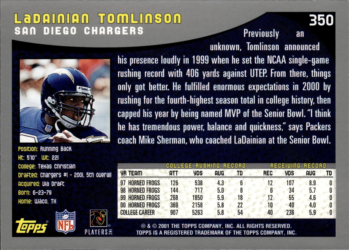 LaDainian Tomlinson Signed 2001 Bowman Chrome Rookie Card