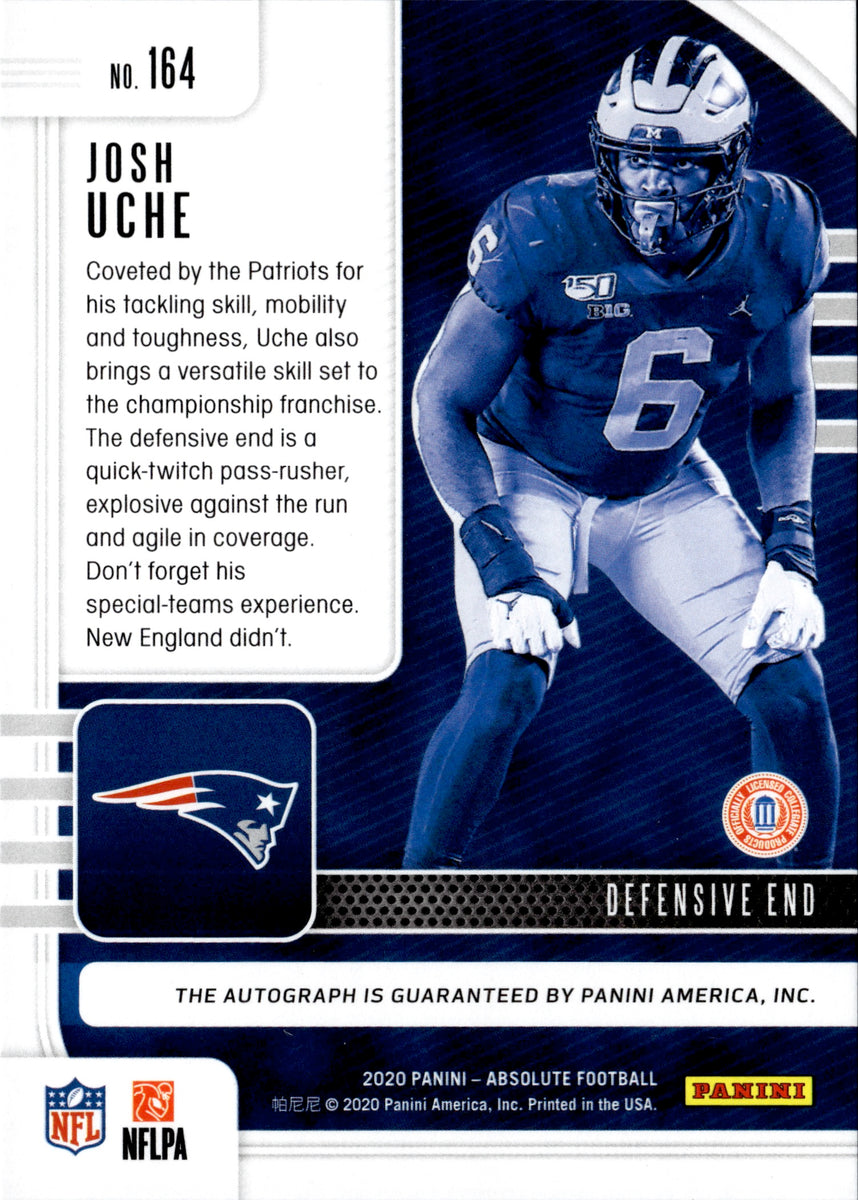 Josh Uche 2020 PANINI SELECT ROOKIE RC BLUE DIE-CUT #395 NEW ENGLAND  PATRIOTS!