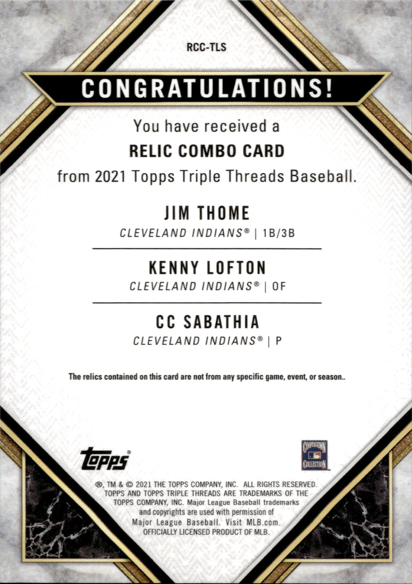 2021 Jim Thome Kenny Lofton C.C. Sabathia Topps Triple Threads AMETHYS