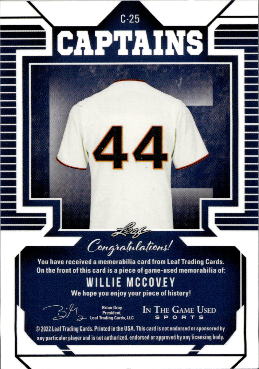 2022 Leaf ITG Used Sports Captains Red #25 Willie McCovey Jersey Card #10/35
