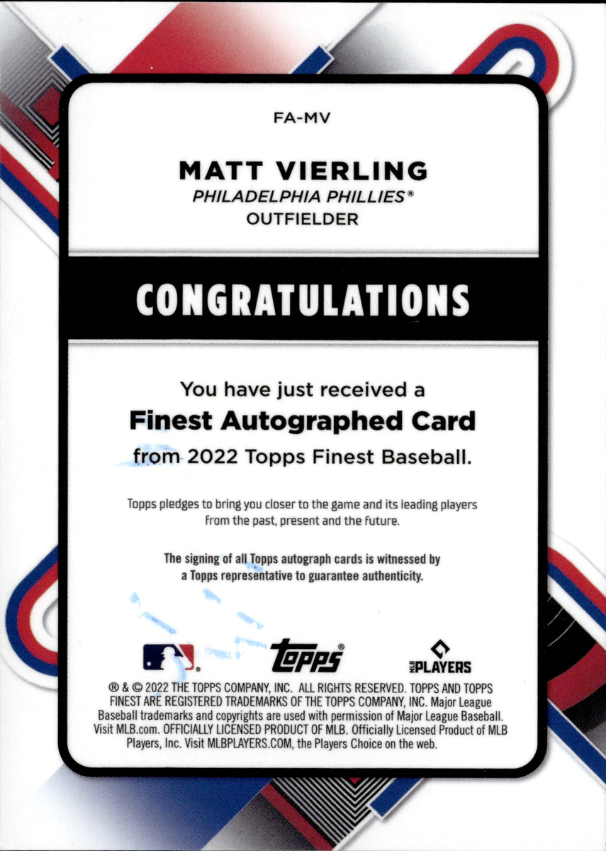 2022 Matt Vierling Topps Series 1 BASEBALL STARS ROOKIE AUTO AUTOGRAPH