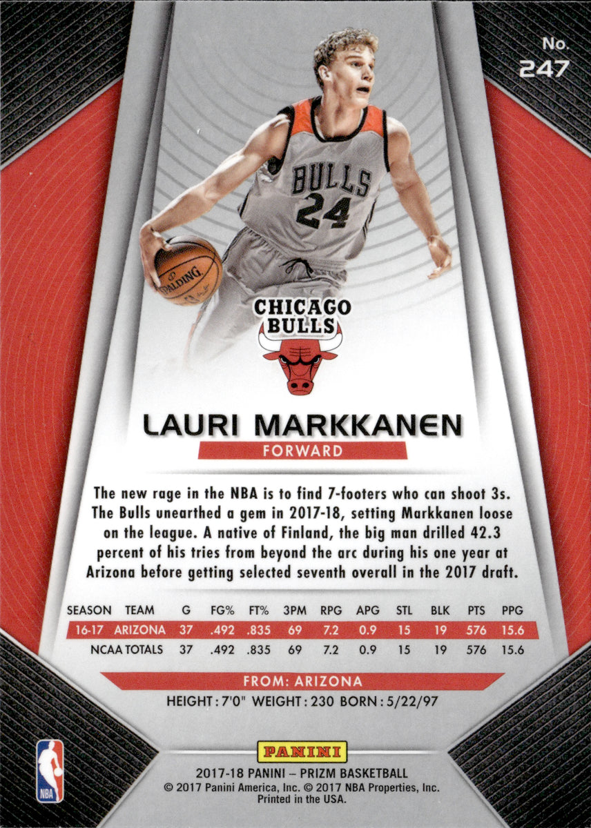 2017-18 Lauri Markkanen Panini Prizm ROOKIE RC #247 Chicago Bulls 1