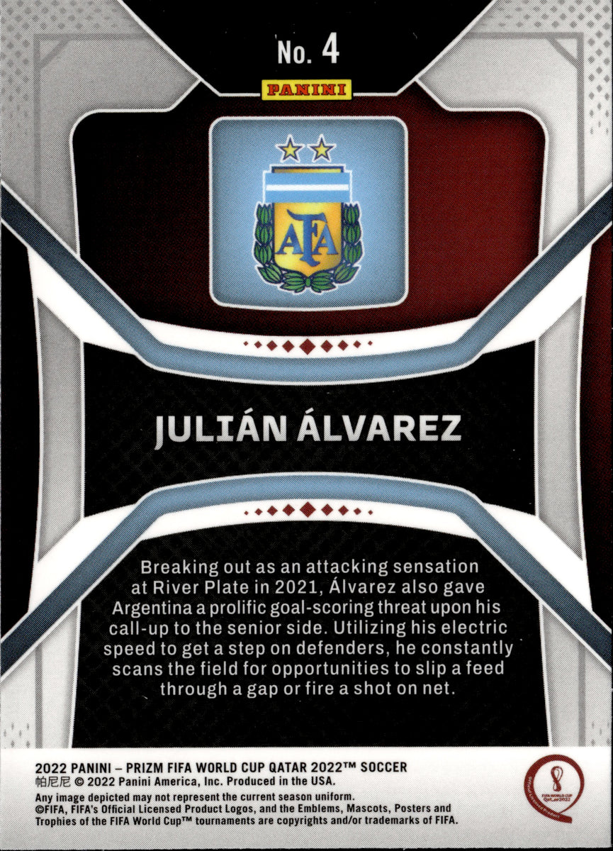 2022 Julian Alvarez Panini Prizm World Cup ROOKIE RC #4 Argentina 2