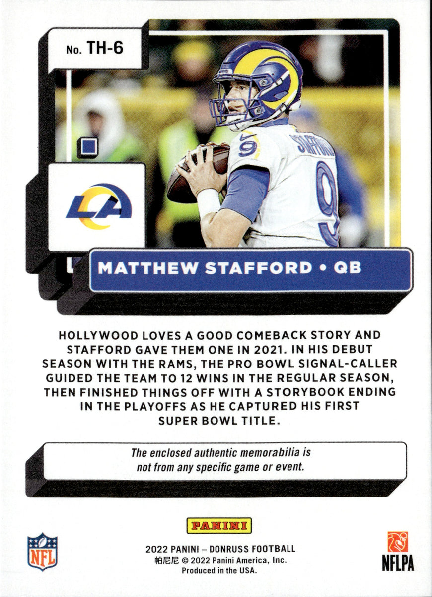 Matthew Stafford Memorabilia, Matthew Stafford Collectibles, NFL