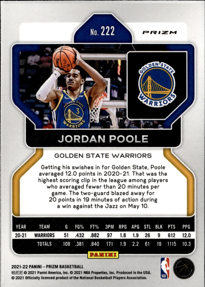 2021-22 Jordan Poole Panini Prizm NBA 75TH ANNIVERSARY REFRACTOR #222