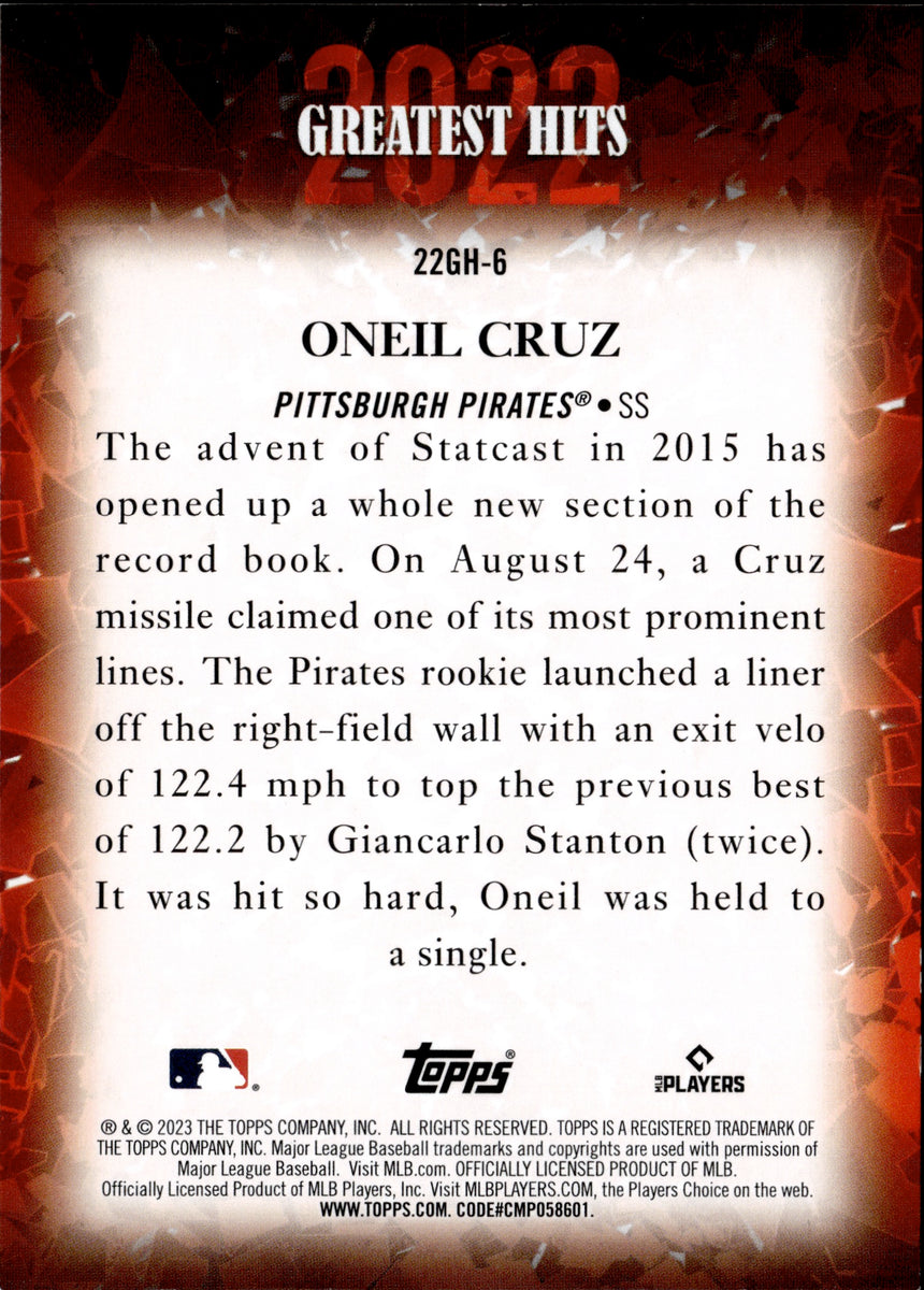 Pittsburgh Pirates: Oneil Cruz 2023 - Officially Licensed MLB