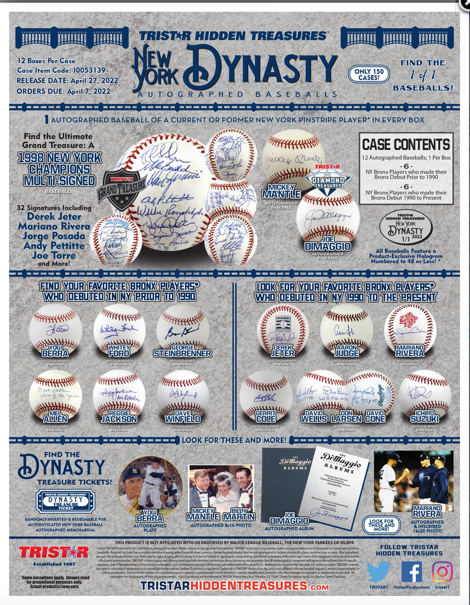 Tristar Hidden Treasures Autographed Baseball Series 12 