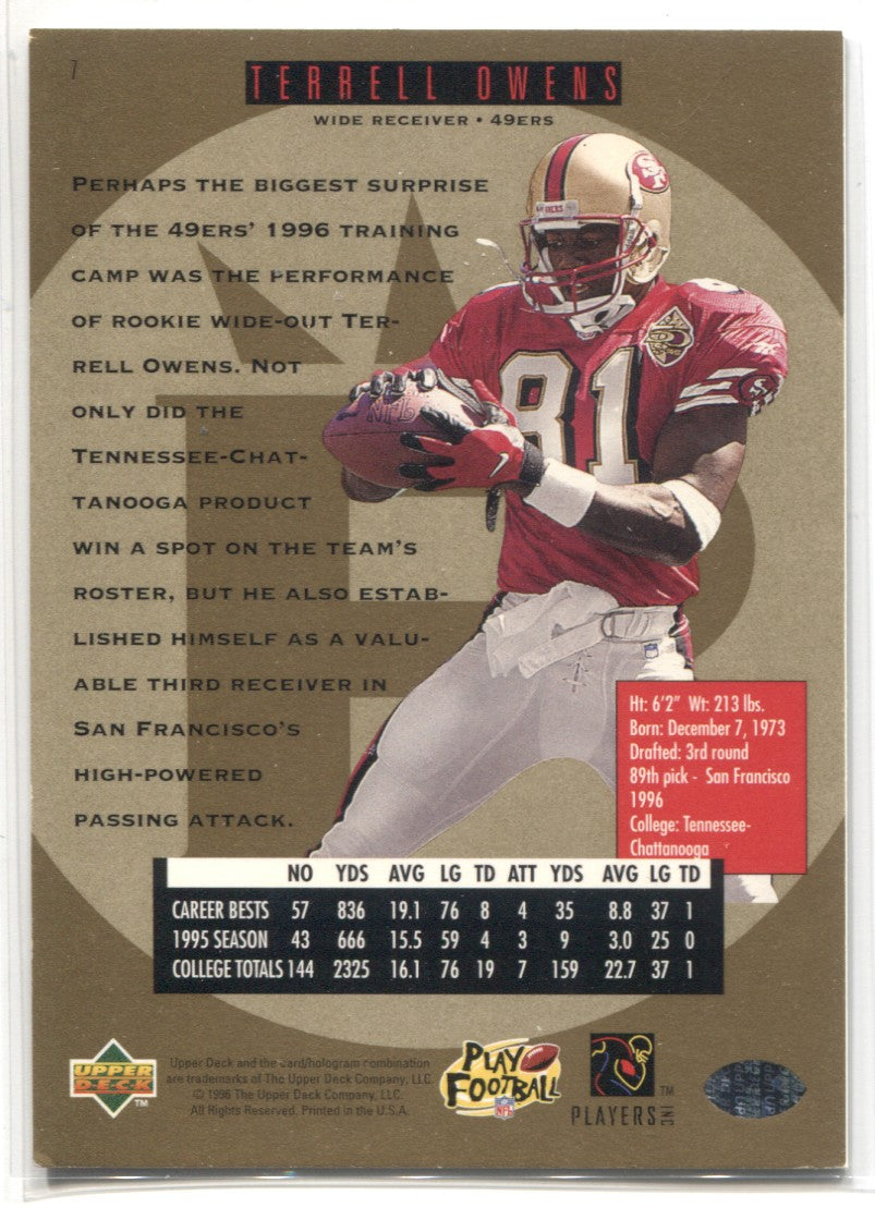 1996 Terrell Owens Upper Deck SP ROOKIE RC #7 San Francisco 49ers 1