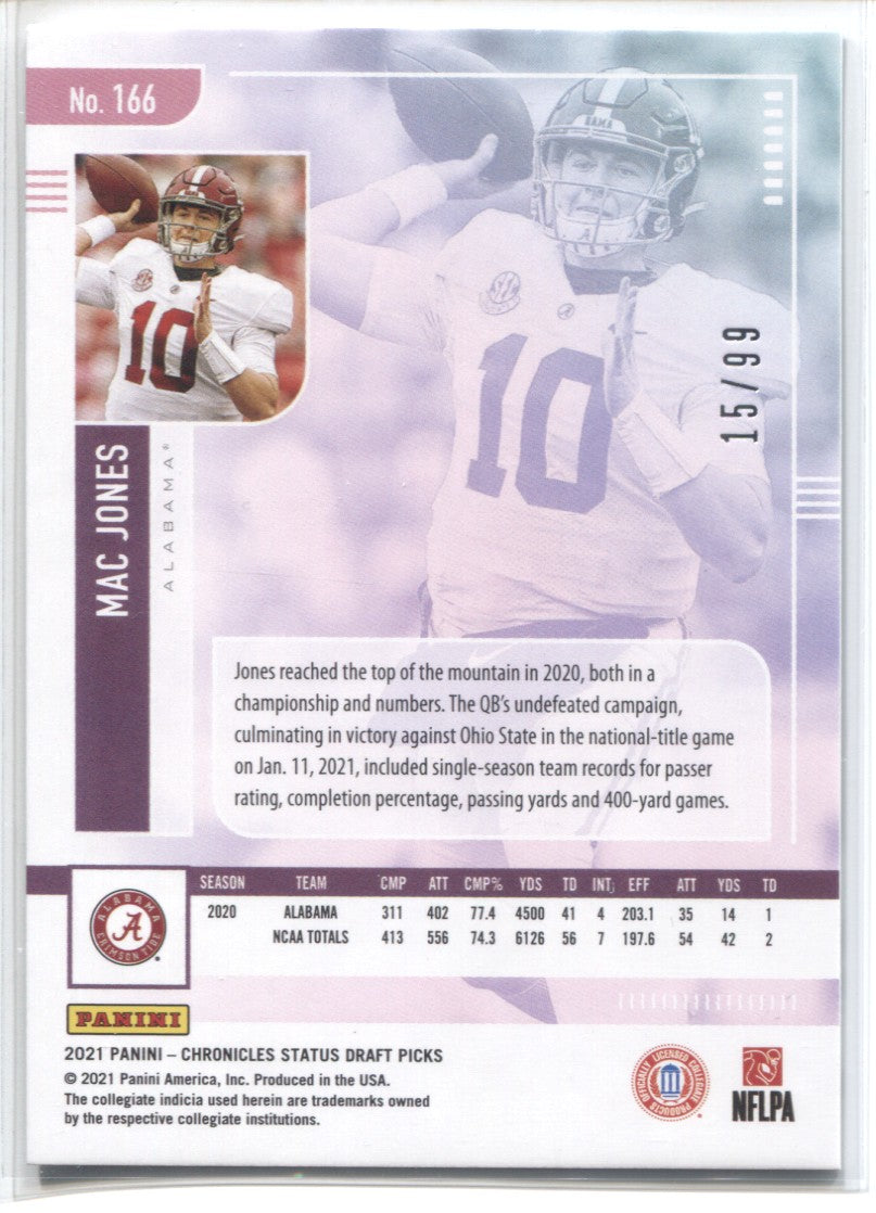 Mac Jones 2021 Panini Chronicles Draft Picks Football Rookie Card No 9