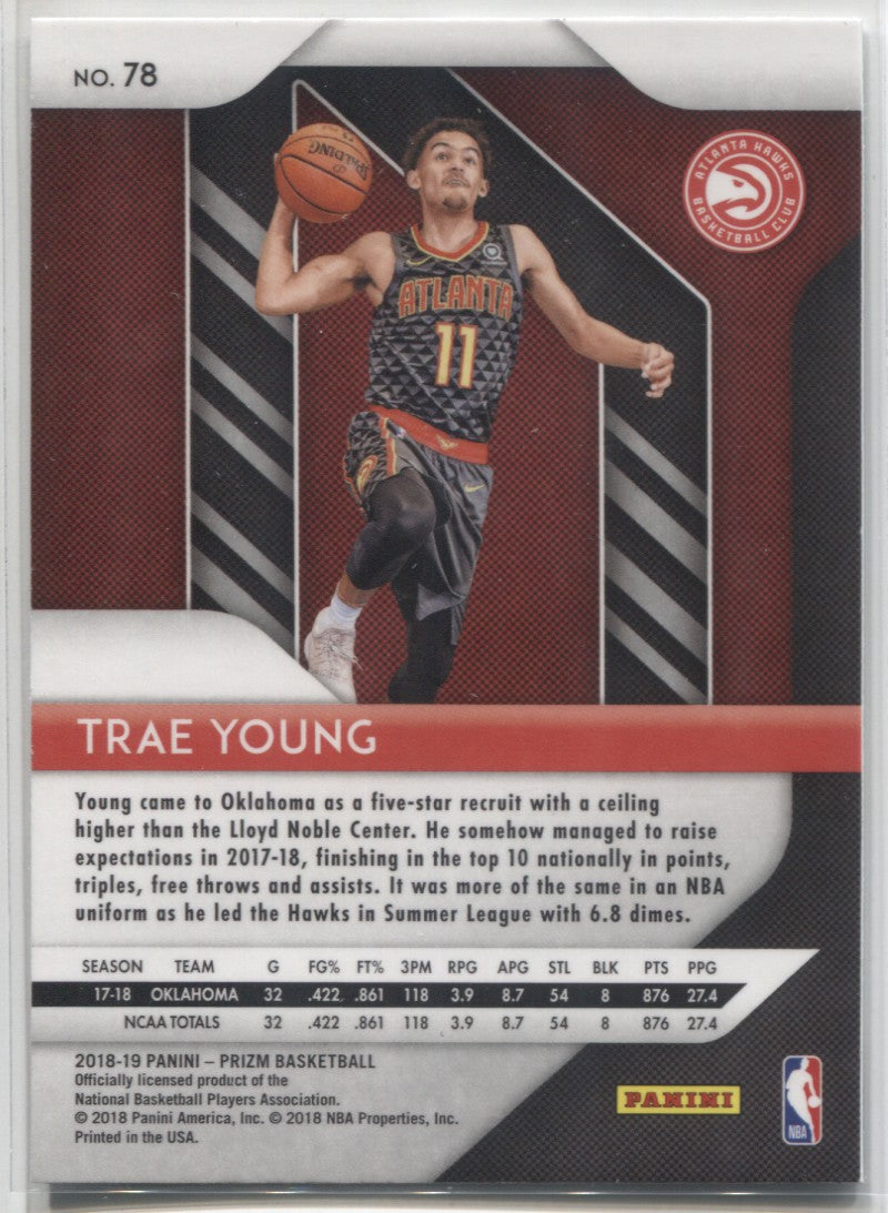 Lot Detail - 2018-19 Panini Red Prizm #78 Trae Young Rookie Card