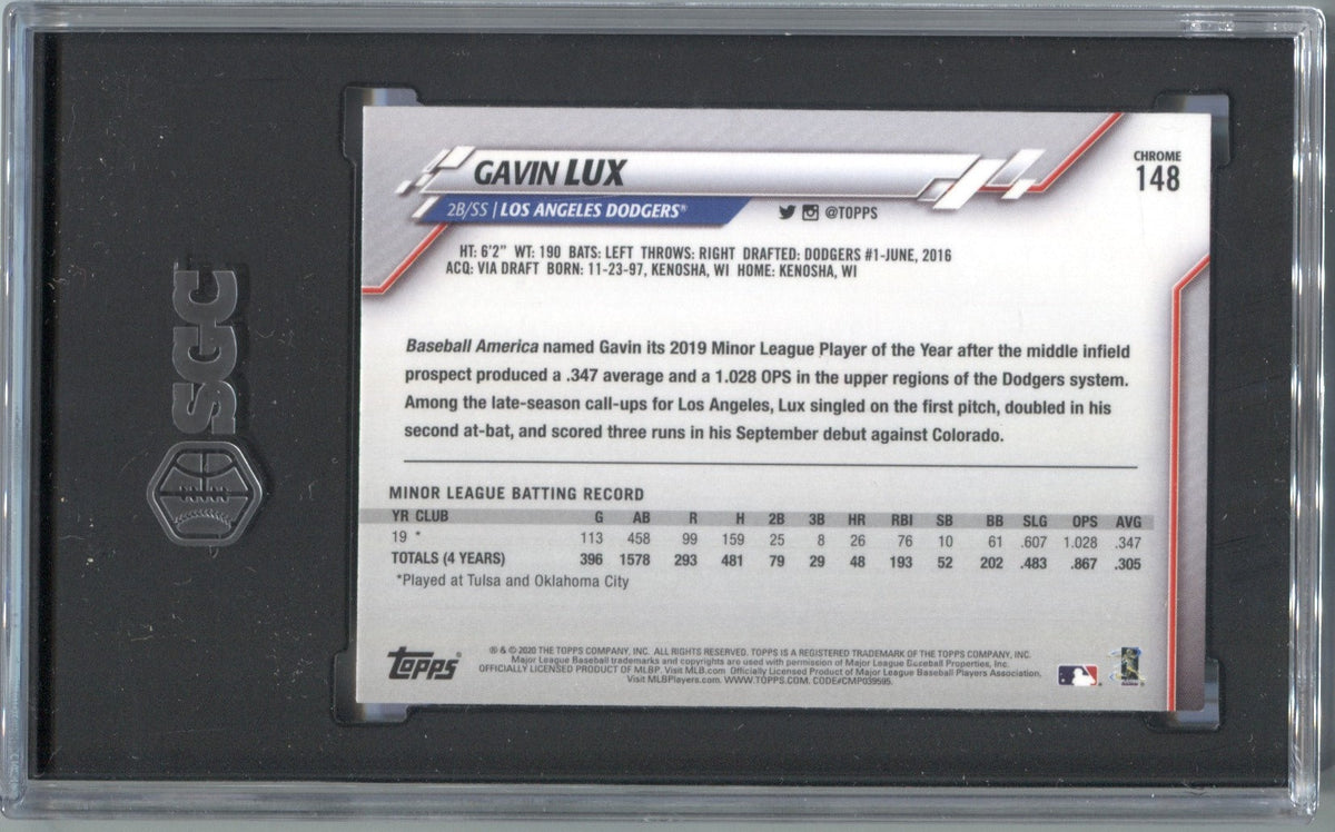 2020 Gavin Lux Topps Chrome PRISM REFRACTOR ROOKIE RC SGC 9.5 #148 Los