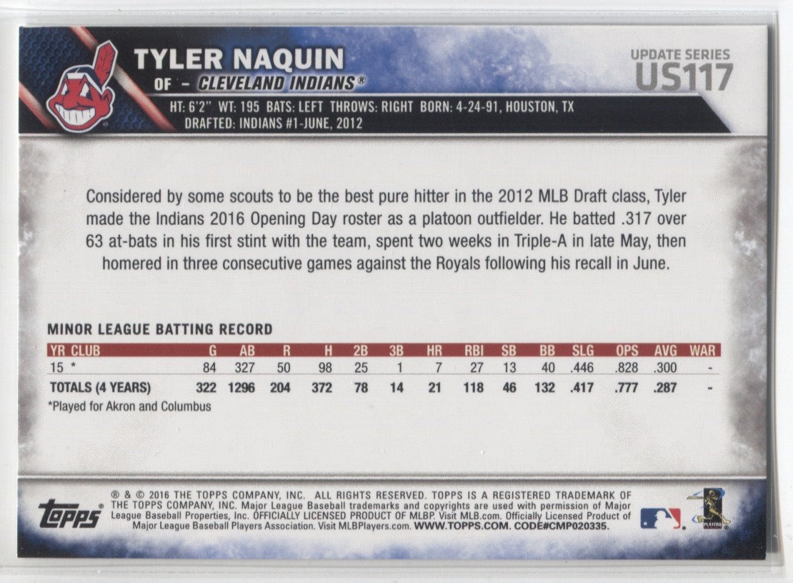  Tyler Naquin Cleveland Indians Poster Print, Baseball