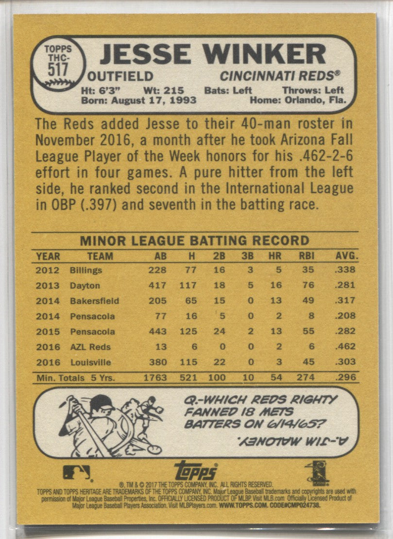 2022 Topps Heritage Jesse Winker Card