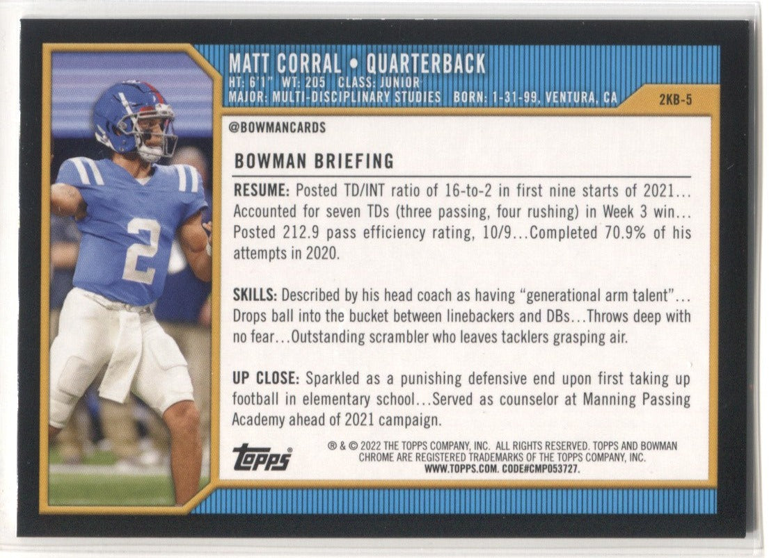 MATT CORRAL ROOKIE 2022 PANINI MOSAIC SILVER PRIZM RC