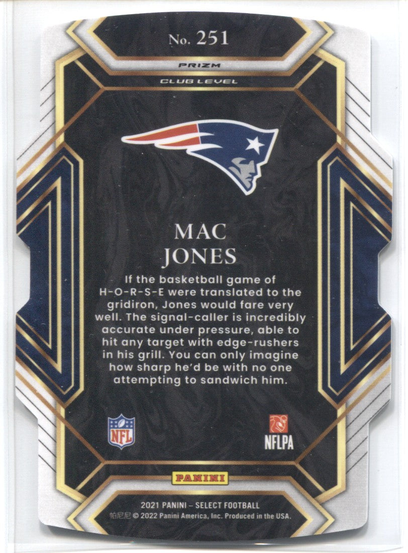 2021 Mac Jones Panini Select CLUB LEVEL HOLO SILVER DIE CUT ROOKIE RC #251  New England Patriots