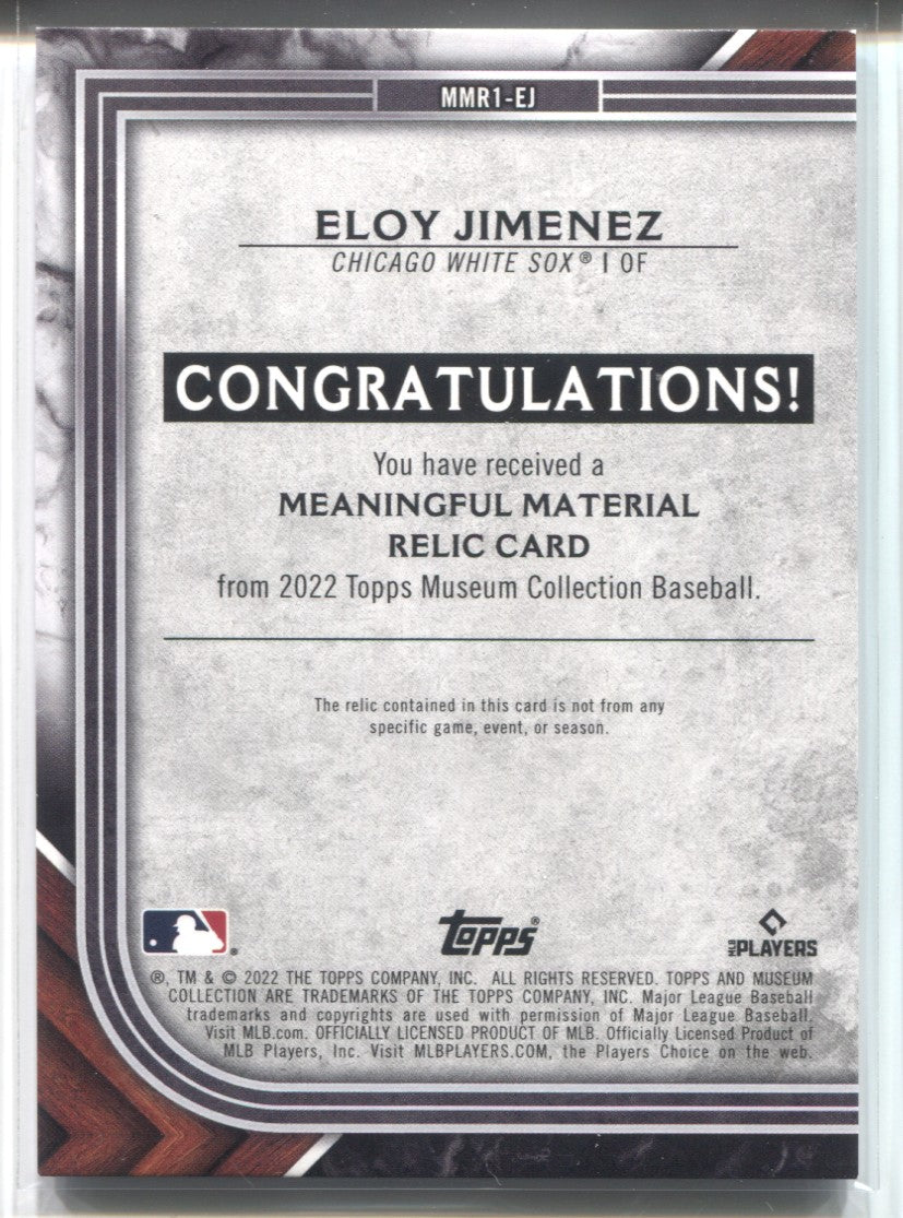 2022 Eloy Jimenez Topps Museum MEANINGFUL MATERIALS JERSEY 27/50 RELIC