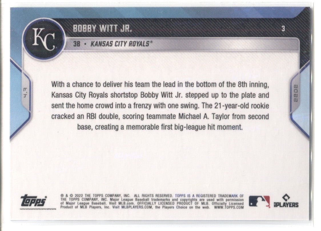 2022 Topps Now Baseball #3 Bobby Witt Jr. Rookie Card - 1st Official Rookie  Card