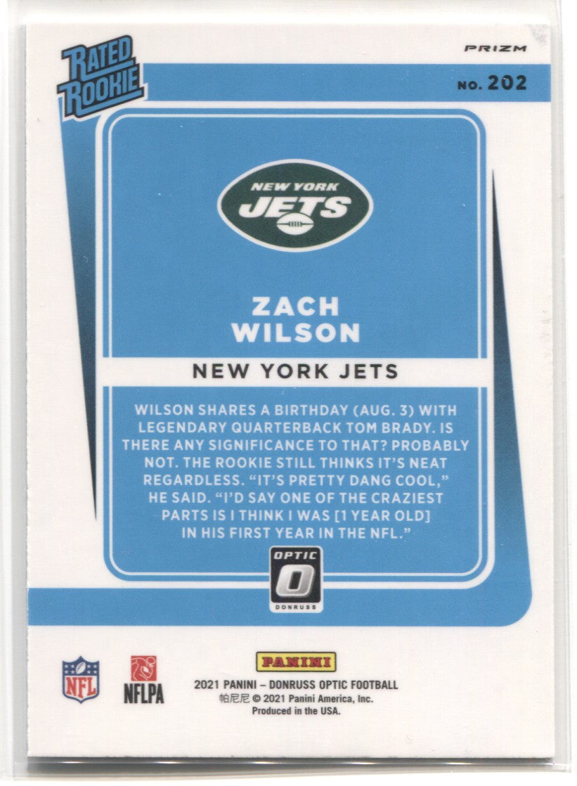 ZACH WILSON 2021 DONRUSS OPTIC SILVER RATED ROOKIE HOLO #202