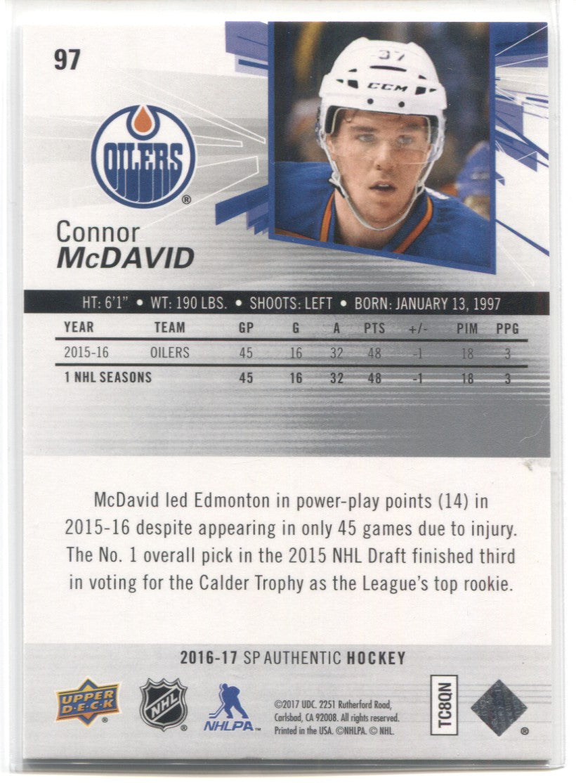 Connor McDavid 2020-21 Upper Deck SP Hockey Edmonton Oilers Card