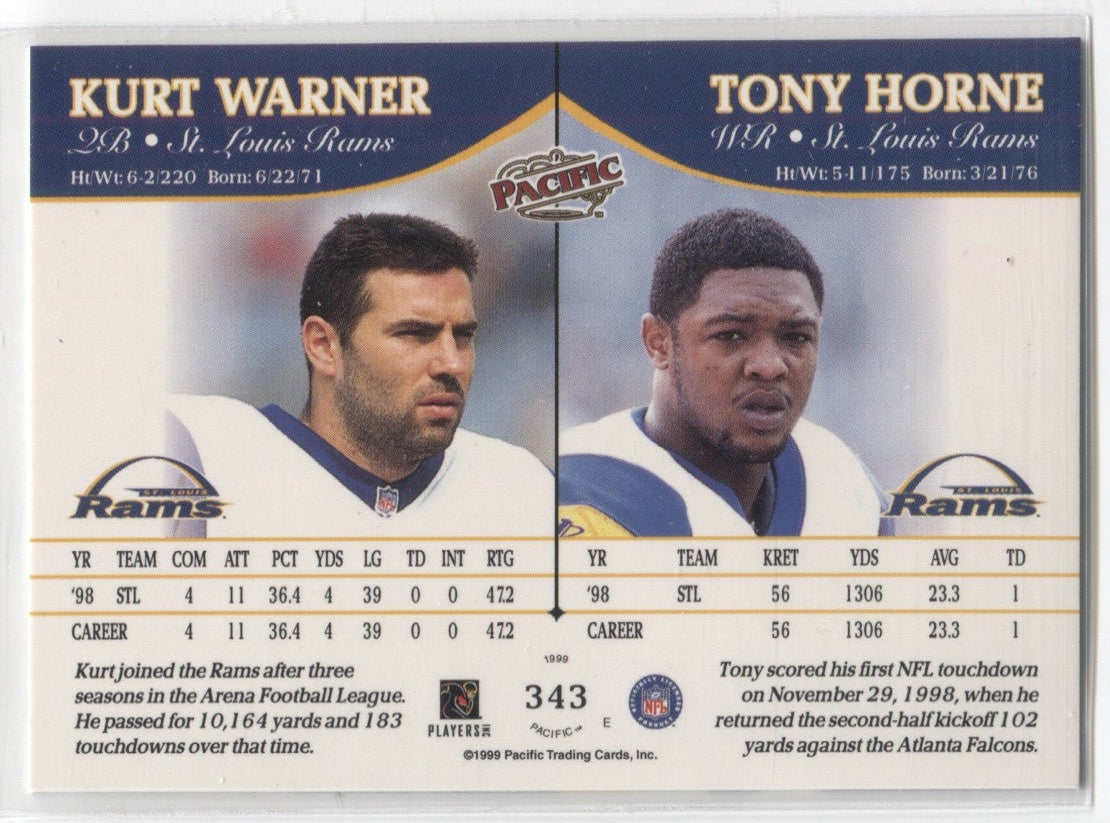 : 1999 Score Supplemental #S57 Kurt Warner RC Rookie NFL Football  Trading Card Rams : Collectibles & Fine Art