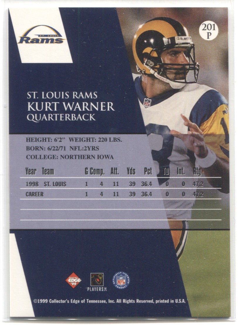 1999 Collector's Edge First Place #201 Kurt Warner St. Louis Rams